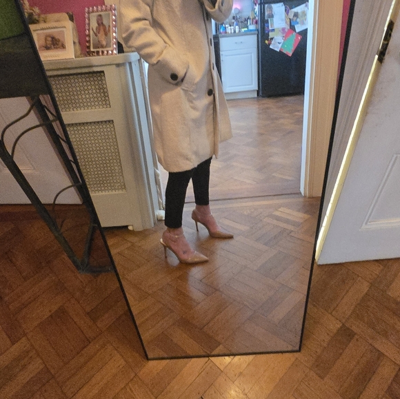 Beautiful Fitted White/Cream Brocade Coat W Removal FUR Collar Sz Small, Merona - Picture 8 of 16